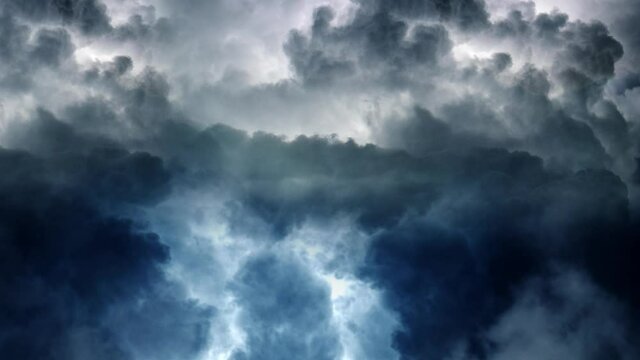 a thunderstorm moving in the dark sky, point of view