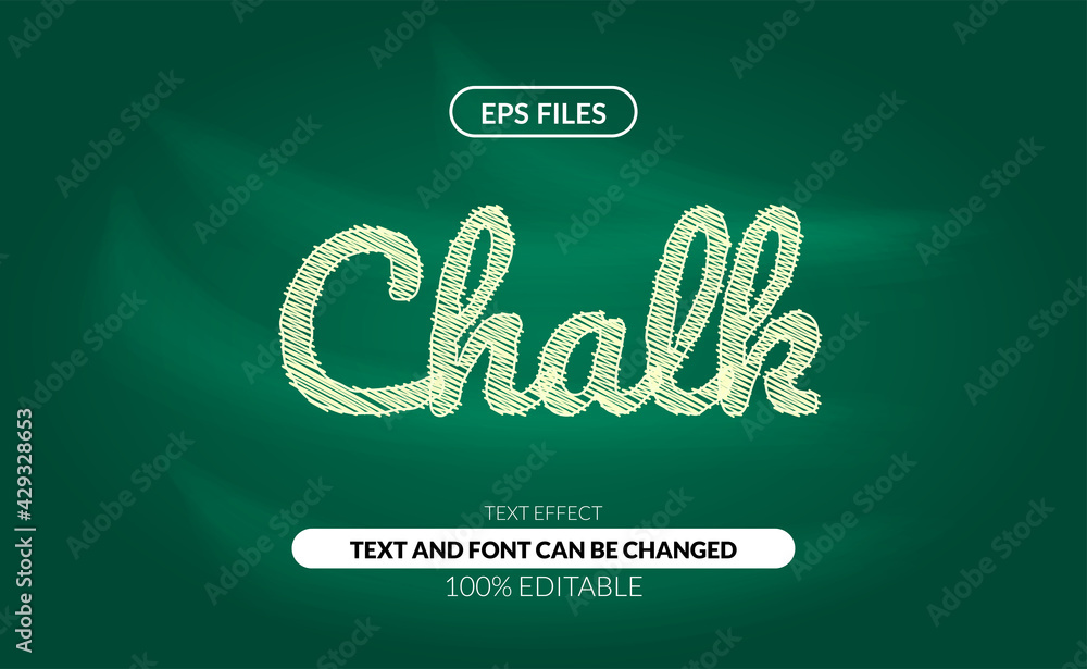 Poster chalk scribble editable text effect on the green chalkboard. eps vector file.