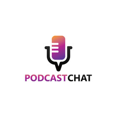 Podcast chat logo template design