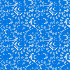 Seamless texture, pattern on a square background - flowers and leaves. Styling.