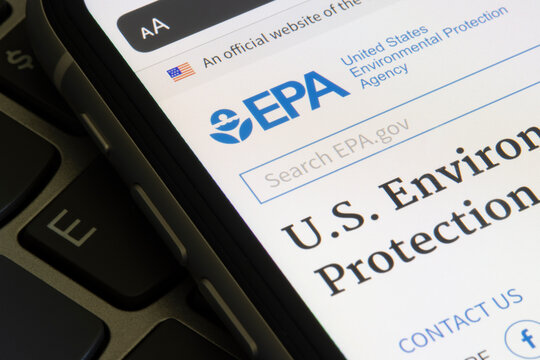 Portland, OR, USA - Apr 21, 2021: Closeup of the homepage of the United States Environmental Protection Agency (EPA) website seen on an iPhone.