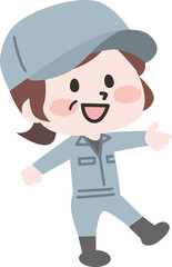 二頭身_作業員のシニア女性