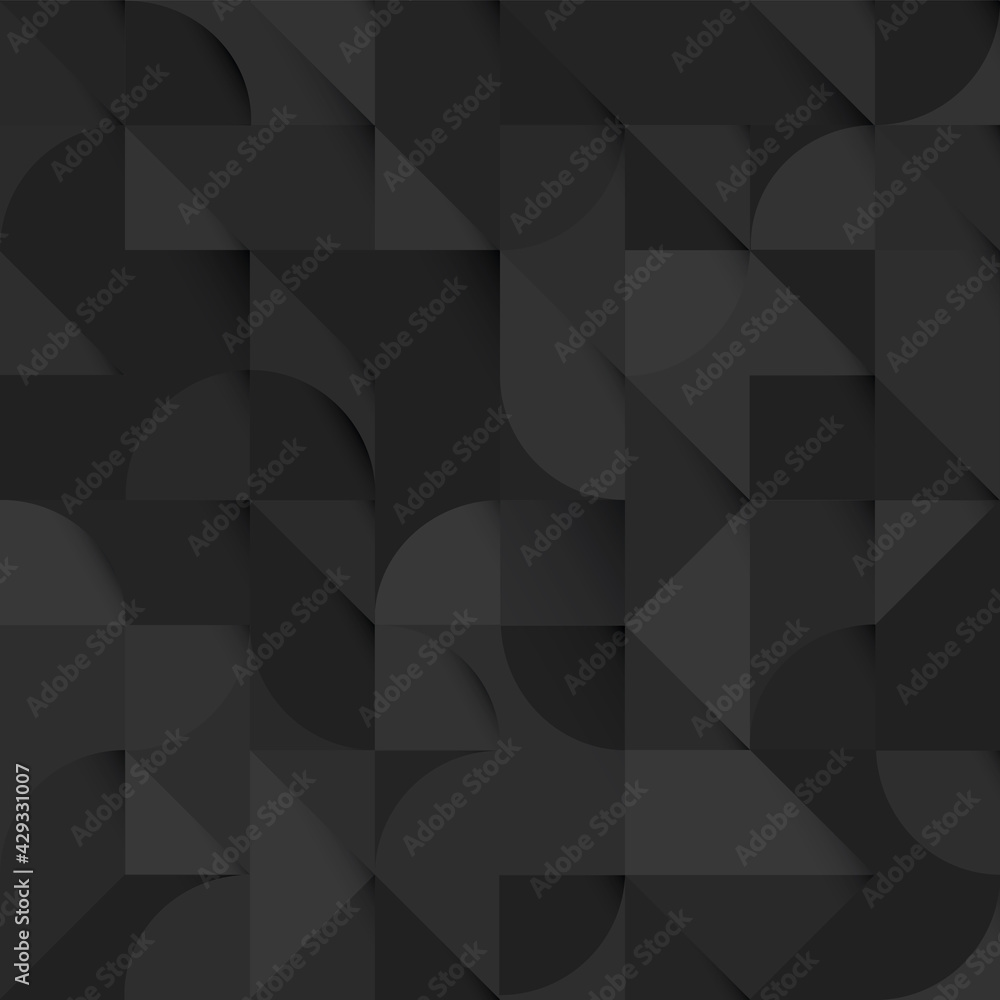 Poster dark black abstract geometric shapes background. seamless vector