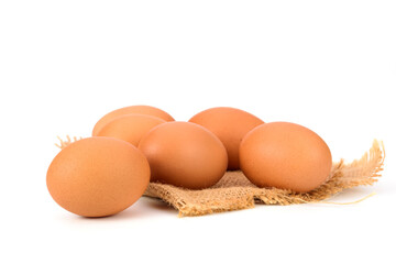 Fresh eggs from organic farms Isolated on white background