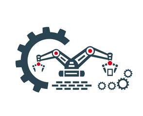 Vector icon, factory logo, production, industrial and factory production. Industrial facility.