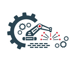 Vector icon, factory logo, production, industrial and factory production. Industrial facility.