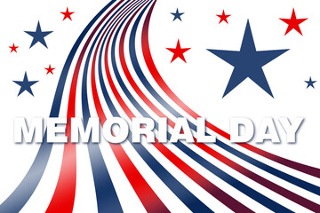 american memorial day banner poster text illustration with red white and blue flag