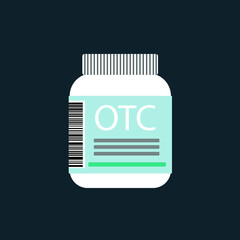 bottle with OTC Over The Counter drugs - vector illustration