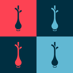 Pop art Bunch of fresh green onions icon isolated on color background. Vector