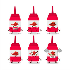 Hot sauce cartoon character with various angry expressions