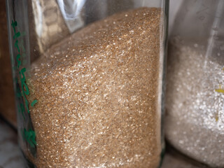 Glass colored crumb used for manual color tinting of glass. Glass workshop