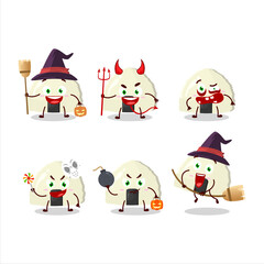 Halloween expression emoticons with cartoon character of onigiri