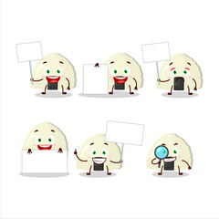 Onigiri cartoon in character bring information board