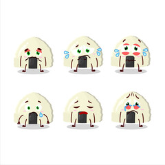 Fototapeta premium Onigiri cartoon in character with sad expression