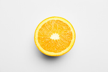 Piece of fresh orange fruit on white background