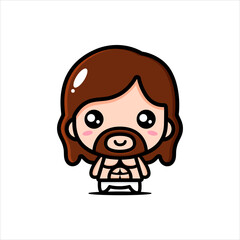 cute cartoon jesus vector design has a stocky body