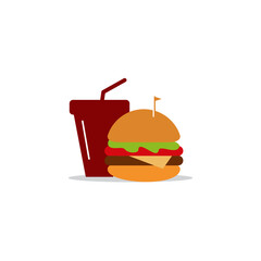 Burger and drink cup logo design template