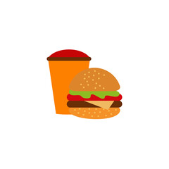 Burger and drink cup logo design template