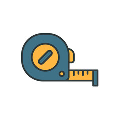 Naklejka premium Measure tape icon. Simple filled outline style. Meter, length, metric, size concept for app and web. Vector illustration isolated on white background. EPS 10.