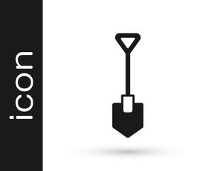 Black Shovel icon isolated on white background. Gardening tool. Tool for horticulture, agriculture, farming. Vector
