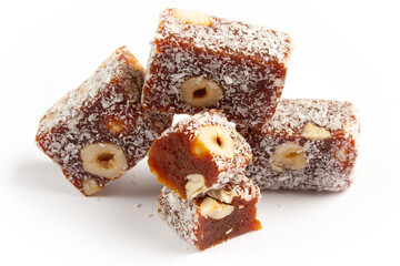 It is located dessert of Adana and Mersin cities in Turkey. Traditional turkish dessert cezerye. Turkish delight.