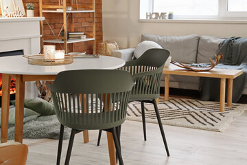 Interior of modern room with dining table