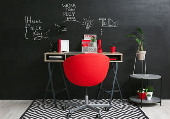 Interior of modern room with comfortable workplace
