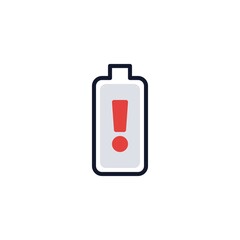 Low battery warning flat icon