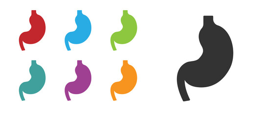 Black Human stomach icon isolated on white background. Set icons colorful. Vector