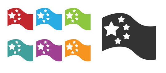 Black China flag icon isolated on white background. Set icons colorful. Vector