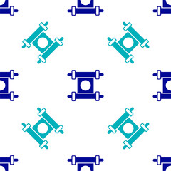 Blue Decree, paper, parchment, scroll icon icon isolated seamless pattern on white background. Chinese scroll. Vector