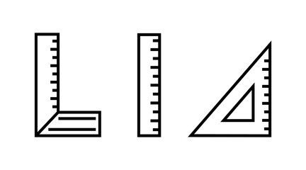 ruler, angle, triangle vector line icon set design. Tools symbol illustration