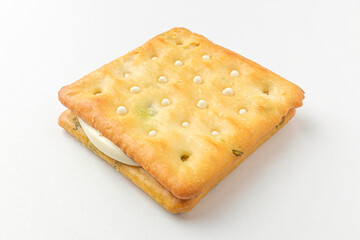 Nougat cracker on white background