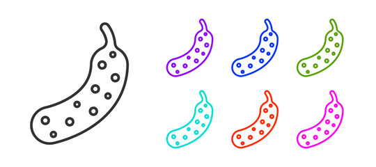 Black line Fresh cucumber icon isolated on white background. Set icons colorful. Vector