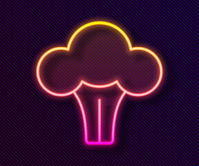 Glowing neon line Broccoli icon isolated on black background. Vector