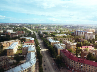 Aerial view on the modern city in day time.