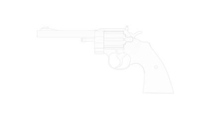 3D rendering of a revolver pistol isolated on a white background