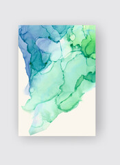 Alcohol ink vector texture banner. Fluid ink abstract background.