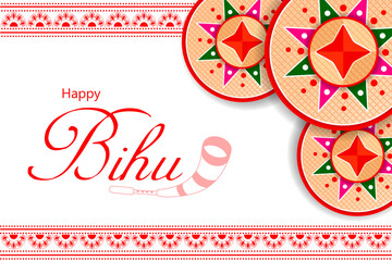 vector illustration of Happy Bihu festival of Assam celebrated for Happy New Year of Assamese - 429340643