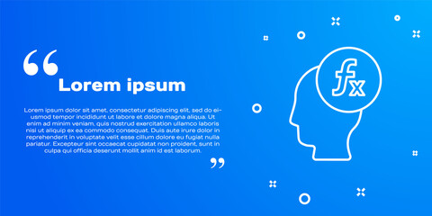 White line Function mathematical symbol icon isolated on blue background. Vector