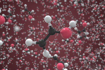 Polyvinyl alcohol molecule, ball-and-stick molecular model. Chemical 3d rendering