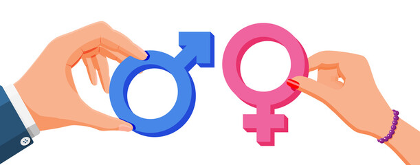 Pink and blue gender symbol isolated on white.