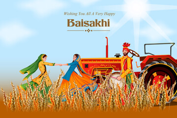 vector illustration of celebration of Punjabi festival Vaisakhi background