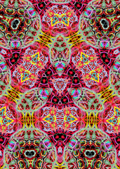 Abstract pattern of bright multicolored threads with 3D effect