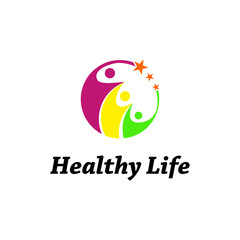 abstract happy healthy life. human wellness and fitnes lifestyle logo