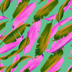 Seamles Leaves Pattern In Elegant Style. Palm leaves background. Tropical palm leaves, jungle leaves seamless floral pattern background