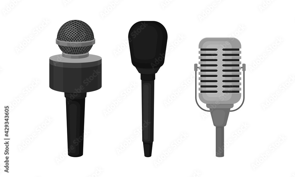Poster microphone as device converting sound into electrical signal vector set