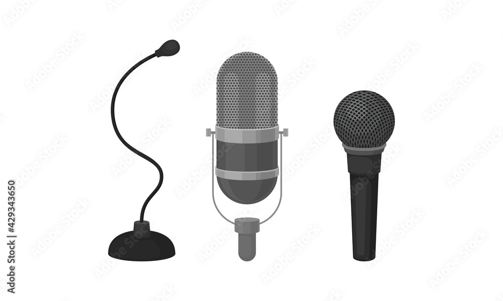 Poster microphone as device converting sound into electrical signal vector set