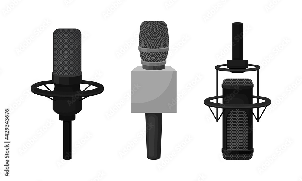 Poster microphone as device converting sound into electrical signal vector set