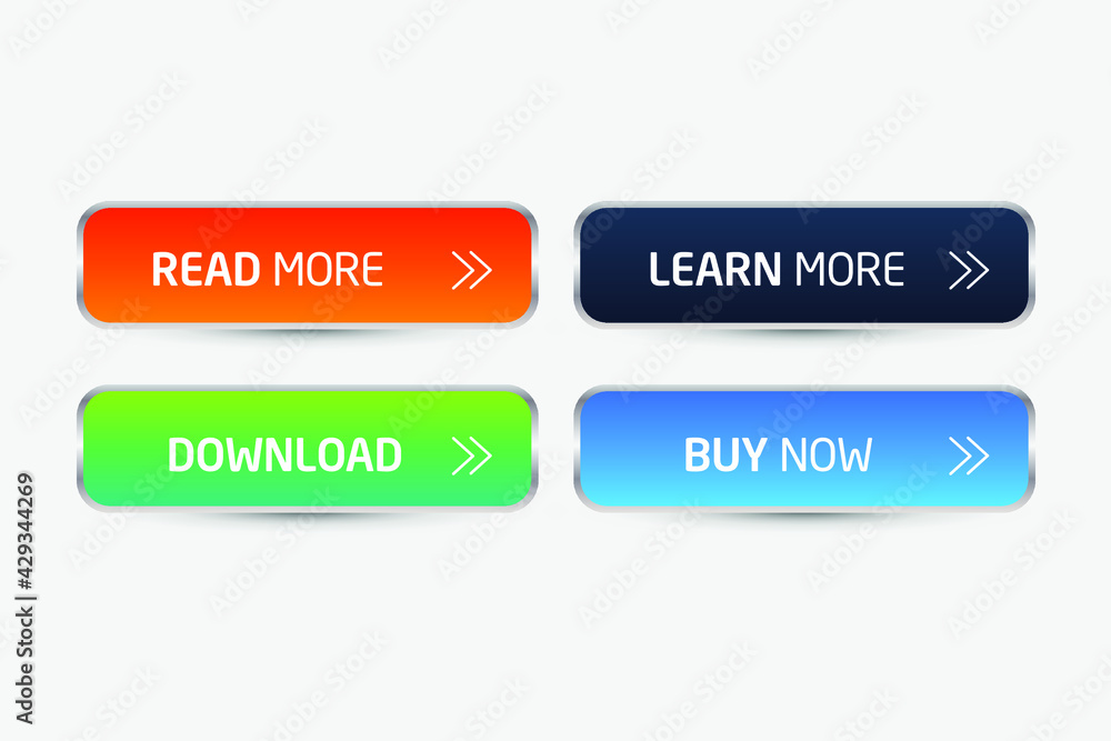 Aufkleber set of vector modern material style buttons. different gradient colors and icons on white forms with